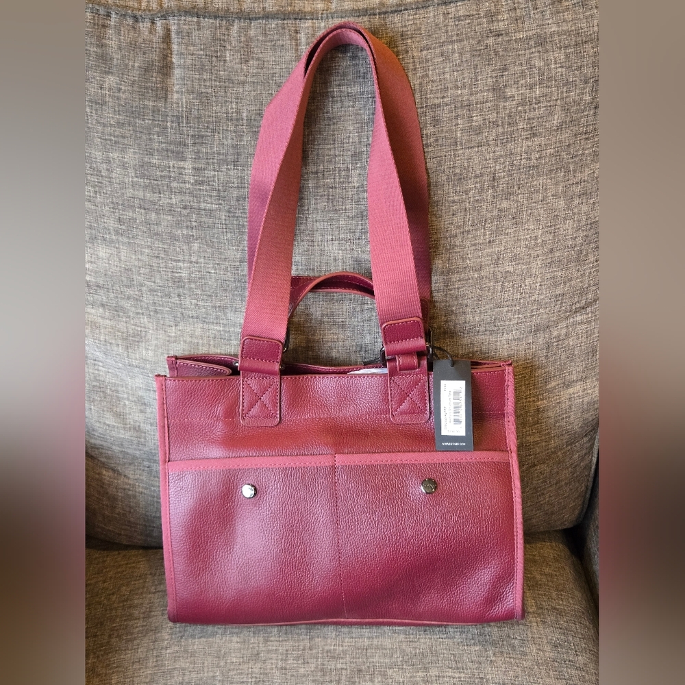 NWT Botkier NY Bedford Structure Tote, pebbled leather shoulder bag In Port